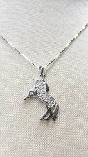 925 Sterling Silver and CZ Unicorn Pendant  18 inch Sterling Silver Necklace