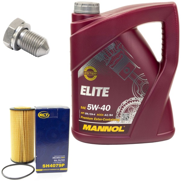 MotoröL Set 5W40 5 Liter + ÖLfilter SH 4079 P + Schraube FüR VW Golf VII 2.0 GTI-image