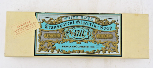 Vintage 4711 Ferd. Mülhens Mulhens White Rose Transparent Glycerin Seifenkiste USA - Bild 2 von 8