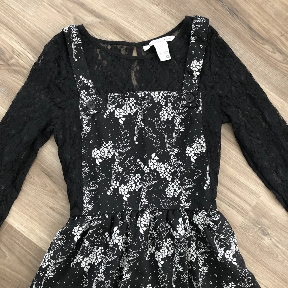 American Rag черный белый цельный кружева цветочный общий платье женщин sz XS - Изображение 3 из 4