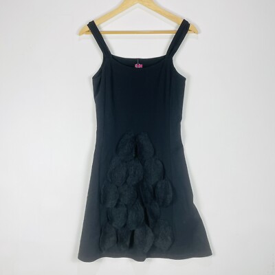 Save the Queen! Black Sleeveless Wool Blend Dress Knit Leaves Petals Women Small