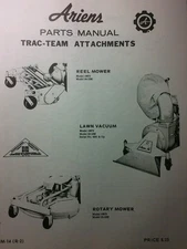 Ariens Trac-Team Implements Parts Manual Rotary Mower Reel Lawn Vacuum PM-14