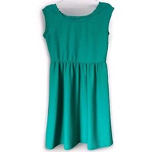 Green A-Line Textured Fit & Flow Vibrant Dress Size L