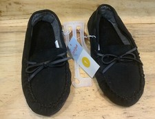 Cat Jack Moccasin Slippers Lionel Boys Size 1 Black NEW