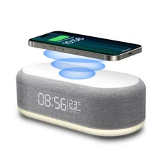 Alarm Clock 15W Wireless Charger Dock Charging Station For Apple iPhone Samsung