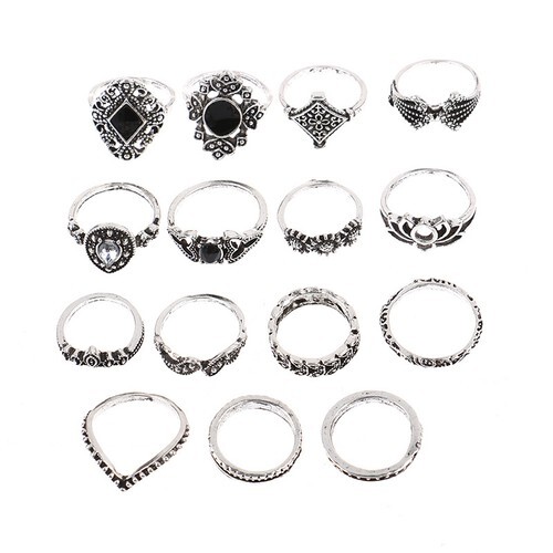 15Pcs/set Vintage Ring Personality Punk Gothic Men Women Rings Jewelry GiftJ LZ - Bild 7 von 11