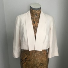 Jaeger Jacket Bolero 100% Silk Ivory Uk 8 Bnwt £230 Crop Wedding Outfit Bridal