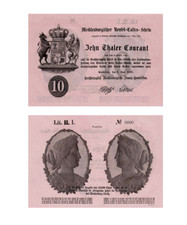 10 talarów, meklemburski banknot emerytalny, 1869, reprodukcja
