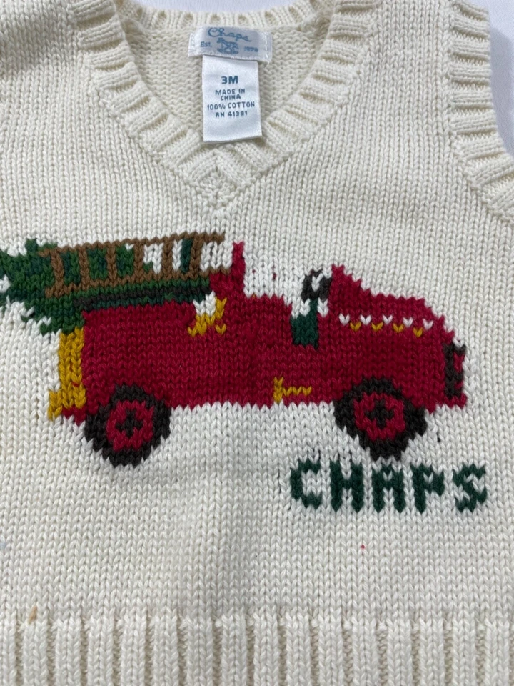 CHALECO TEJIDO VINTAGE CHAPS HOLIDAY TALLA 3 MO Foto 3 de 3