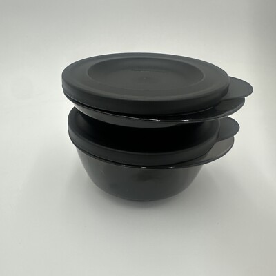 Tupperware Condiment Small Bowls 250 & 450 Ml Black Serving Dinnerware