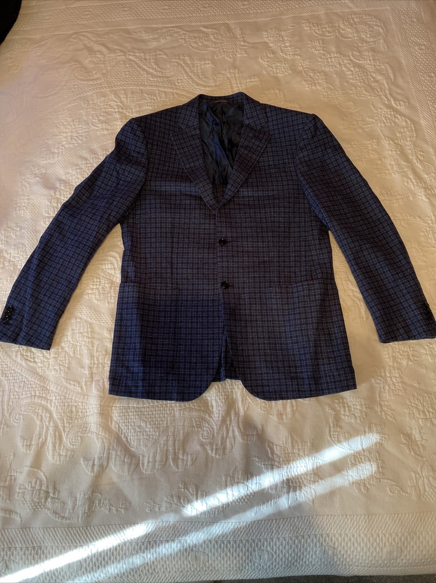Ermenegildo Zegna Su Misura Plaid Blue Gray Wool Mila 2-Btn Suit