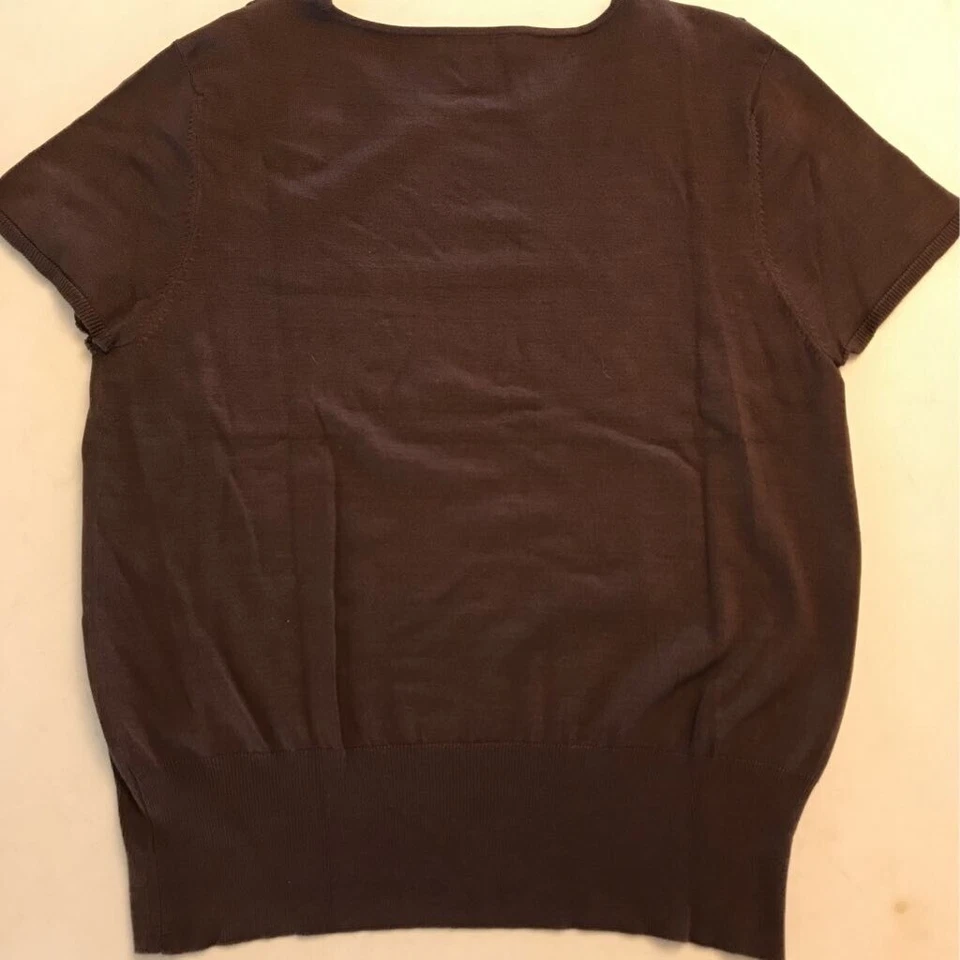 Suéter Pullover Blanco + Warren Mujer Marrón Manga Corta Elastizado Acanalado XL Foto 3 de 4