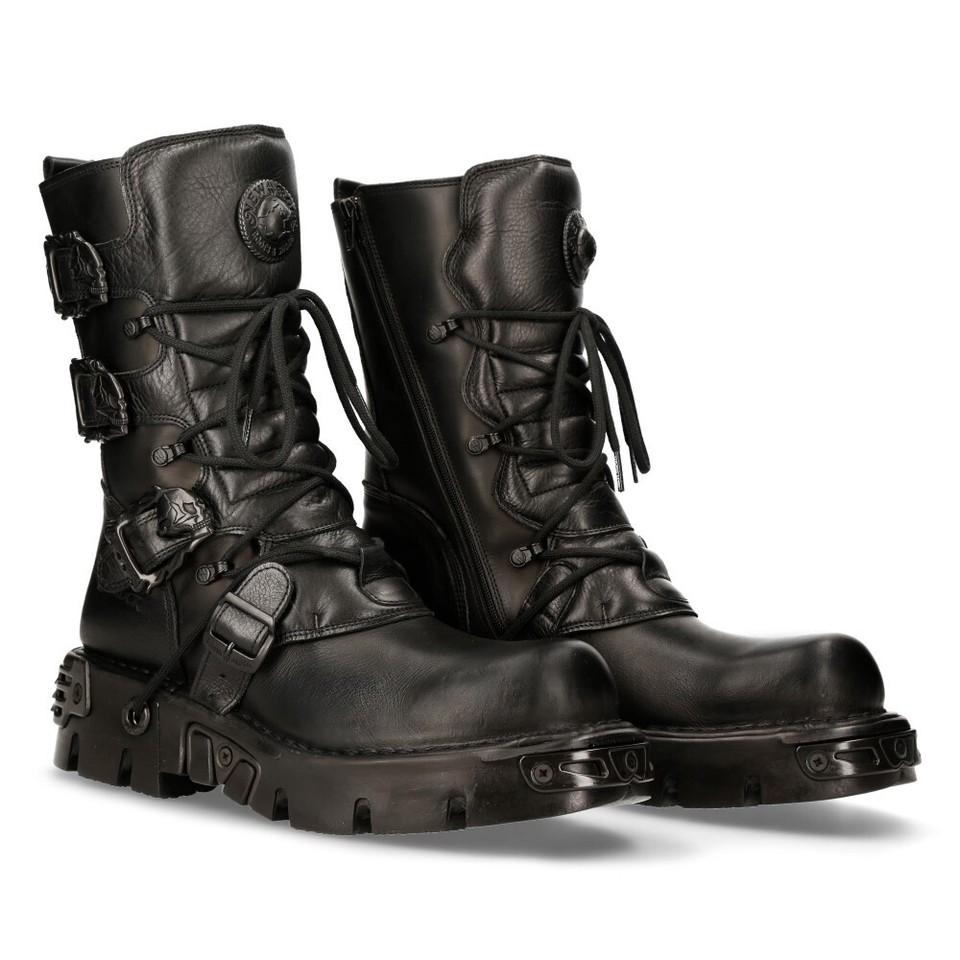 NewRock M.391-S18 Black Boots Metallic Reactor Punk Goth Rock Biker ...