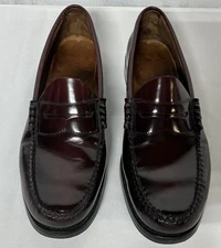 Bass Bradford Weejuns Penny Loafers Mens 11 D Wine Colored Leather Shoes EUC