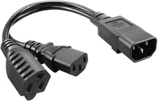 C14 to C13 NEMA 5-15R Y Splitter Power Cord IEC 320 Black 