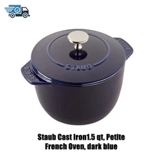 Staub Cast Iron1.5 qt, Petite French Oven, dark blue
