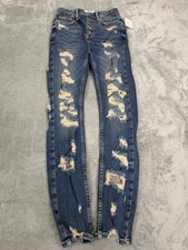 Free People We The Free Straight Jeans Women  s Size 26 Blue Button Fly NWT
