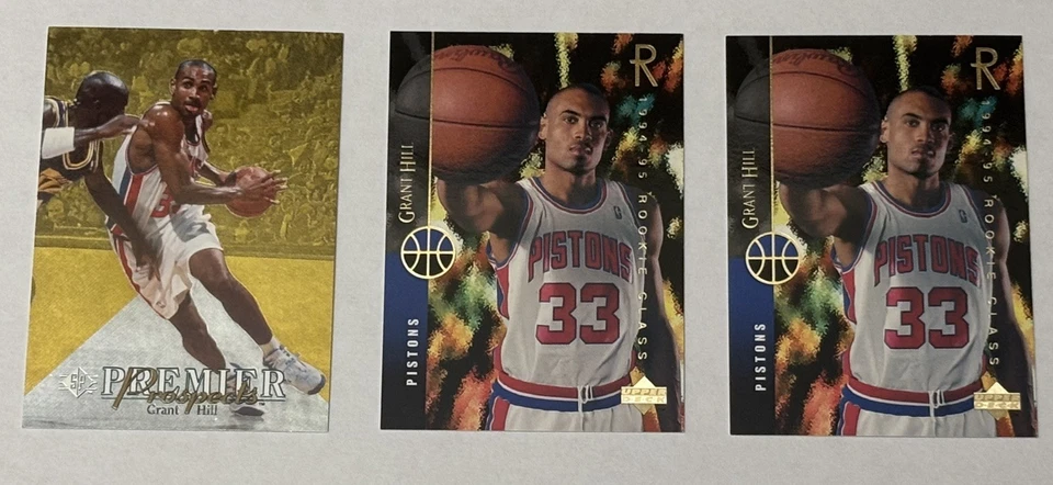 LOTE DE TARJETAS DE NOVATO GRANT HILL (¡16!) Pistones HOF SP, cubierta superior, aros y MÁS CASI NUEVO+ Foto 2 de 4