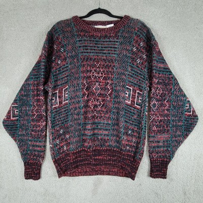 VINTAGE Christopher Michael Sweater Mens L Brown Acrylic Fair Isle 90s
