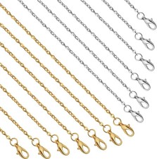 24 Pack Necklace Chains Bulk,Gold and Silver Plated DIY Cable Link Chains for