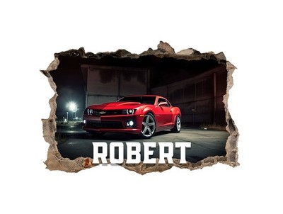 Personalisiertes Auto Schlafzimmer Wandbild - 3D Vinyl Aufkleber individueller Name Sticker 72