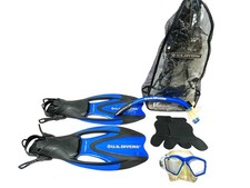 U.S. Divers Proflex Scuba Swim Diving Fins, Snorkel,  Bag Unisex Size S 4-7 