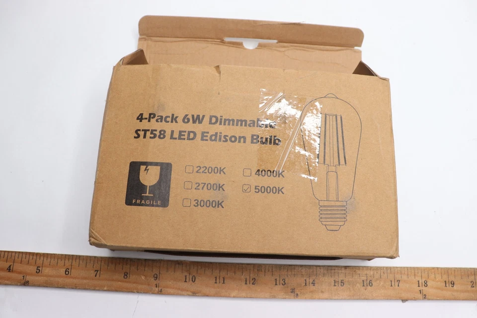 (4-Pk) Max Volador LED Edison Bulbs Non-Dimmable E26 Base ST58 4000K/5000K 6W - Image 2 of 3