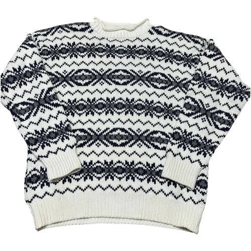 Vintage 90s Gap Ski Nordic Fair Isle Cotton Knit Sweater Ruderer Rolled Neck M