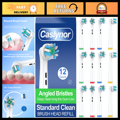 #ad 12 Pack Electric Toothbrush Replacement Heads for Oral Care Deep Clean Bristles $26.99