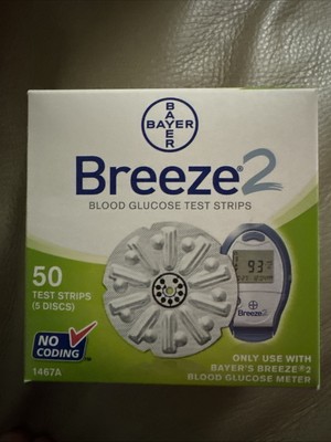*Breeze 2 Blood Glucose Test Strips  Diabetics Supplies 5 Discs 50ct Exp 2017/11