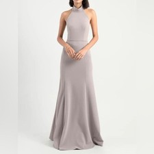 Jenny Yoo Petra Bridesmaid Dress Size 12 Maxi Halter Neutral Quartz Wedding