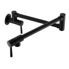 Wall Mounted Brass Double Joint Swing Arms Pot Filler Kitchen Faucet, Matte B...