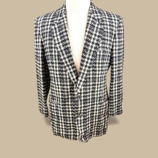 Emporio Armani VTGE Mens Black Green Tweed wool Blazer ,Made in Italy Size L-40