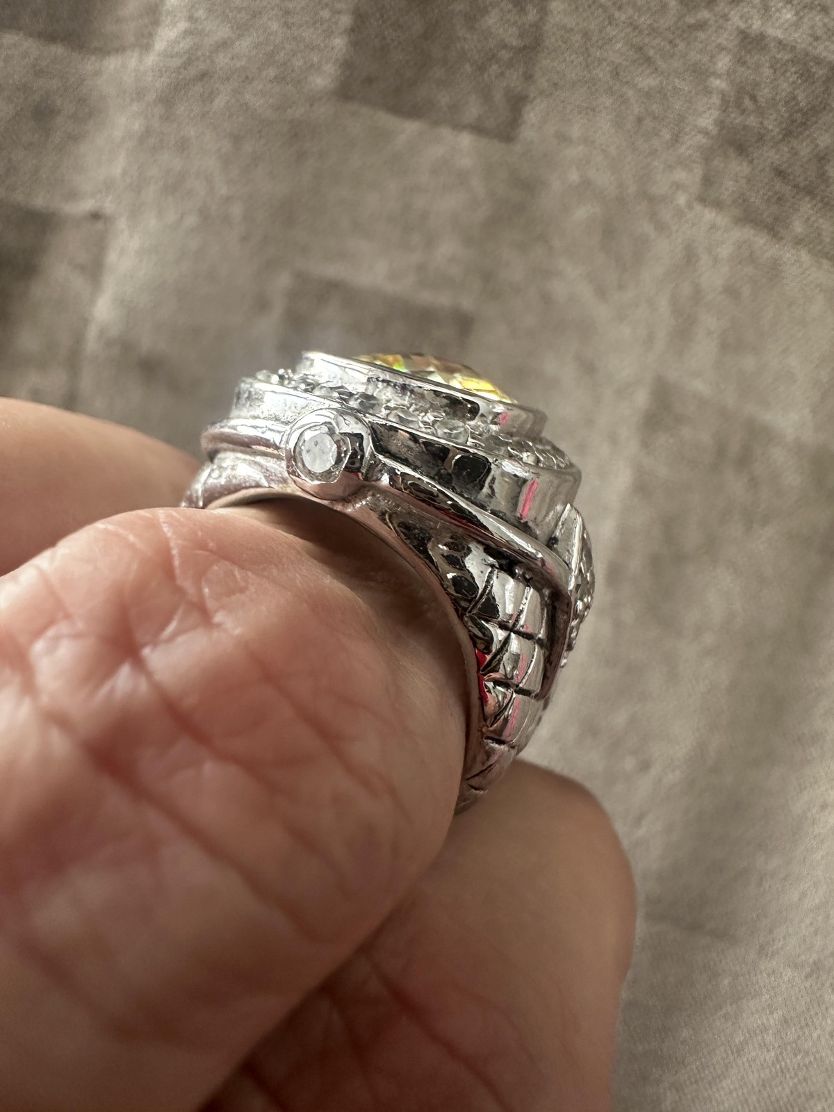 Bold Silver Tone Statement Cocktail Ring Cushion … - image 7