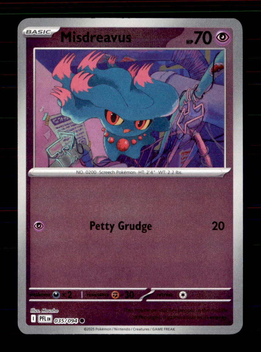 Misdreavus 035/094 Common Phantasmal Flames Pokemon Reverse Holo Near Mint