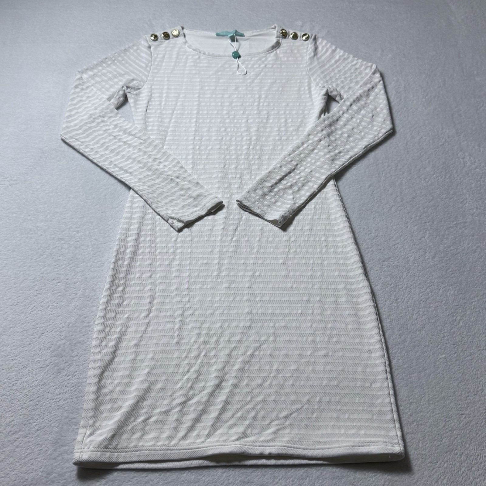 Melissa Odabash Agata Beach Dress Women’s Small White Textured Stripes Swim Pool