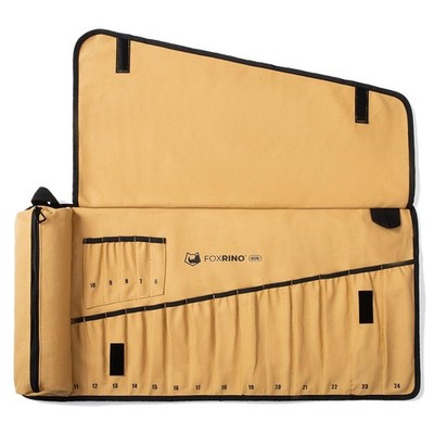 Foxrino Wrench Roll, Roll Up Pouch, 19-Pocket Heavy 19+1 Metric, Brown 