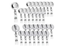 Frascati Silver Retractable Metal Badge Reels 24 Inch Cord 30 Pack