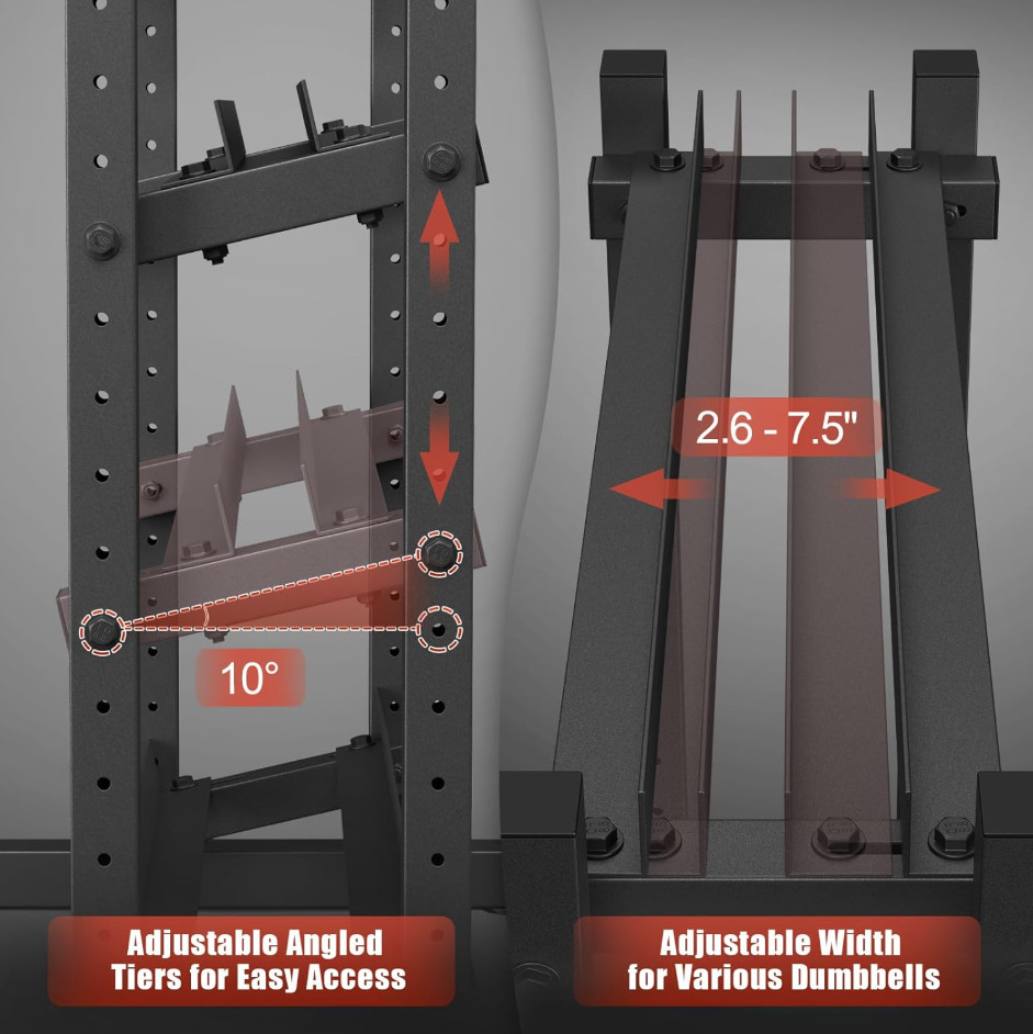 Heavy-Duty 3-Tier Adjustable Dumbbell Rack for Home Gym Storage - Fast shipping