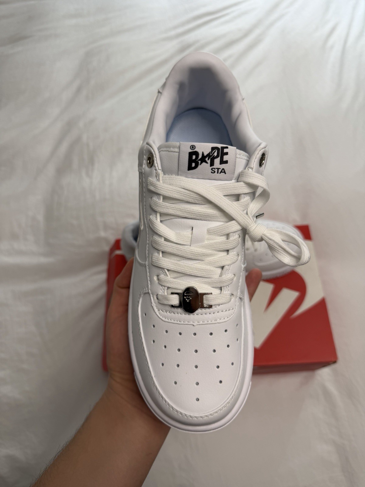 A Bathing Ape Bapesta Triple White Bath Mat Size 9.5 thumbnail 3