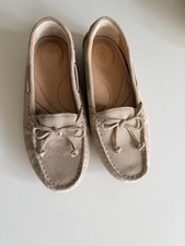 Clarks Womens Classic Taupe Suade Leather Loafer