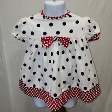Vintage Allison Ann Infant Baby Girls 90s Dress Size 12 Month. Navy White Polka