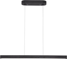 Black Wood Linear Pendant Light   Dimmable LED Chandelier with Remote, Modern Mi