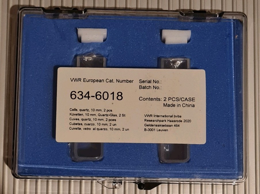 Cubetas de cristal de cuarzo VWR International espectroscopia