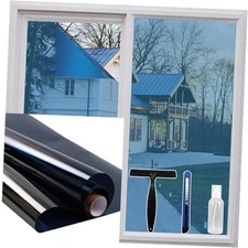 Window Privacy Film One Way Daytime 17.5 in x 6.5 Ft 17.5 In X 6.5 Feet Blue