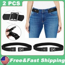 2 X Buckle-free Elastic Invisible Waist Belt for Jeans No Bulge Hassle Men Women