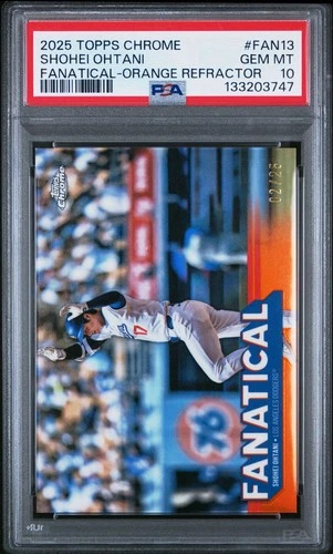 2025 Topps Chrome Shohei Ohtani Fanatical-Orange Refractor 02/25 PSA 10 POP 1