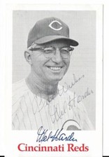 MEL HARDER CINCINNATI REDS DECEASED SIGNED AUTO VINTAGE 3X5 PHOTO CARD W/COA 