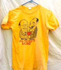 Rare 1977 Begin and Sadat Israel-Egypt Peace Kids T-Shirt M Dudu Geva Cartoonist