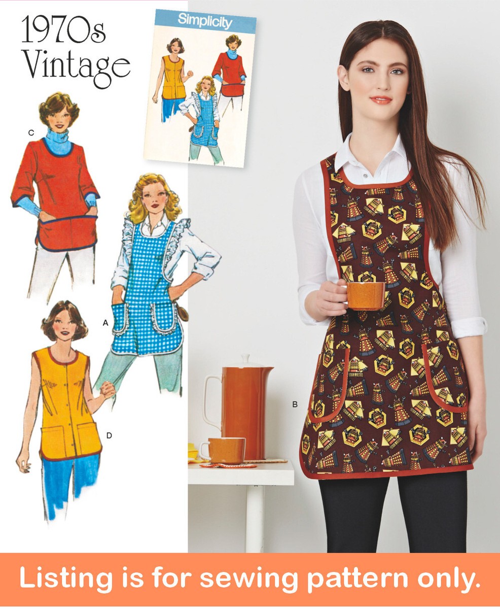 SEWING PATTERN Women Full Apron Arts and Crafts Smock Pockets